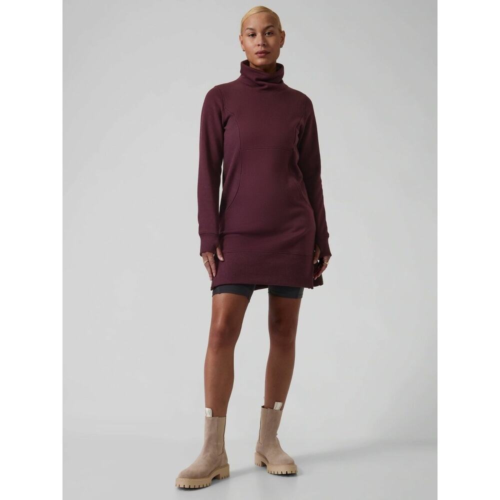 Women's Athleta Cozy‎ Karma Funnel Neck Dress, Spiced Cabernet Size XS